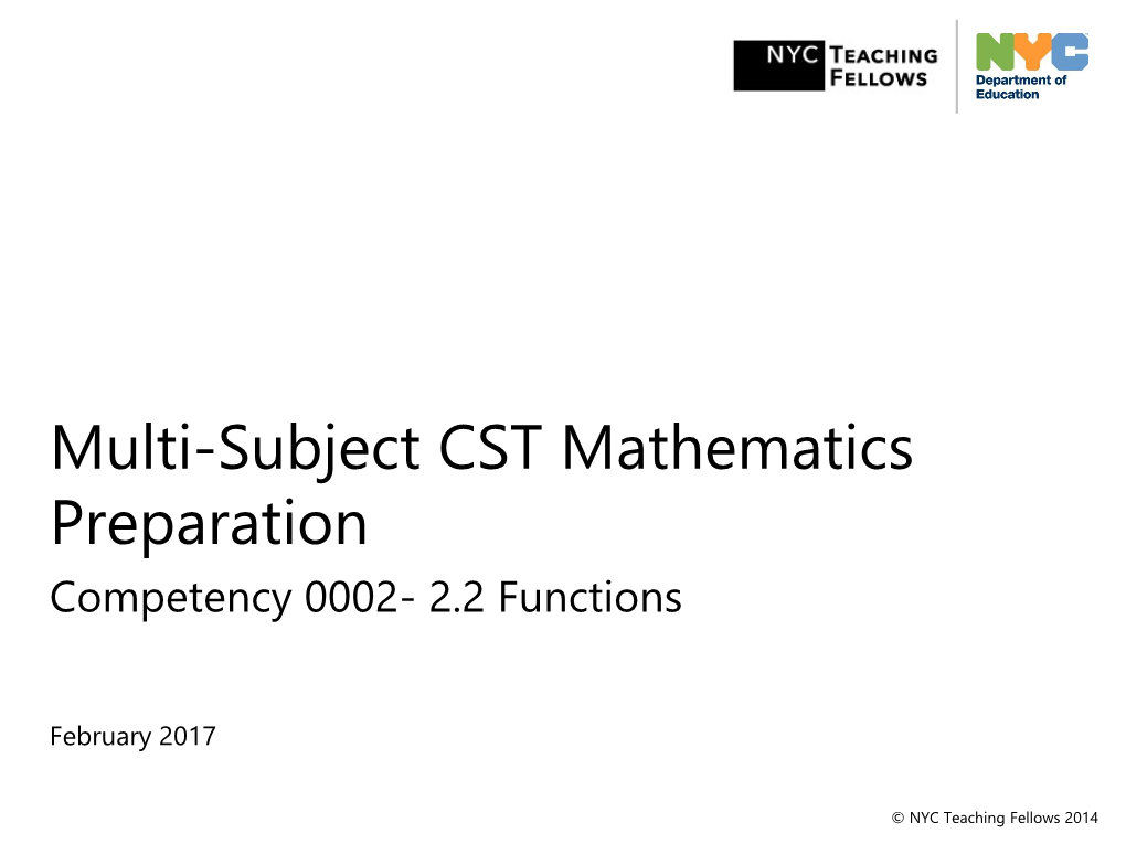 Multi-Subject CST Mathematics Preparation Competency 0002- 2.2 Functions