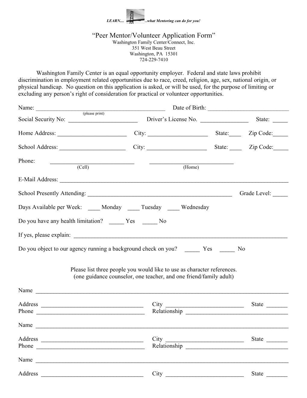 Mentor/Volunteer Application Form