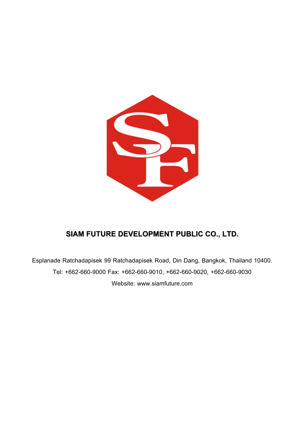 SF: Siam Future Development Public Company Limited | Annual Report