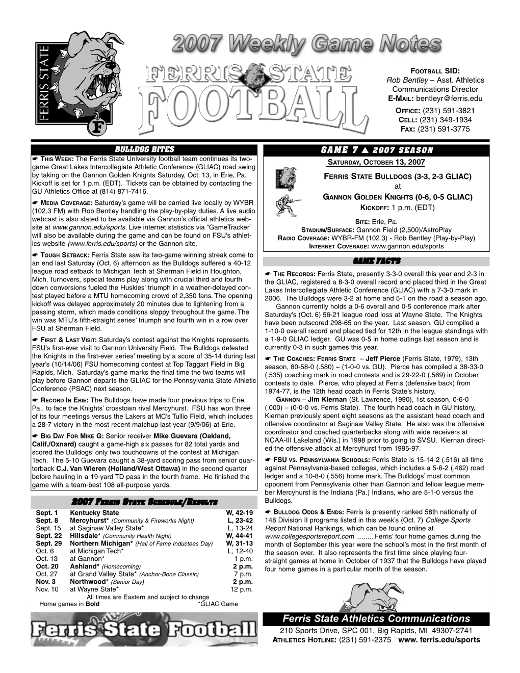 2007 GU Football Release:2005 Ashland Football Release.Qxd.Qxd