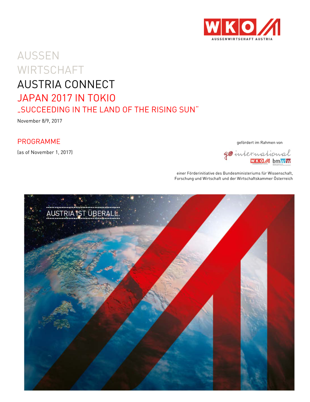 AUSTRIA CONNECT JAPAN 2017 in TOKIO „SUCCEEDING in the LAND of the RISING SUN“ November 8/9, 2017