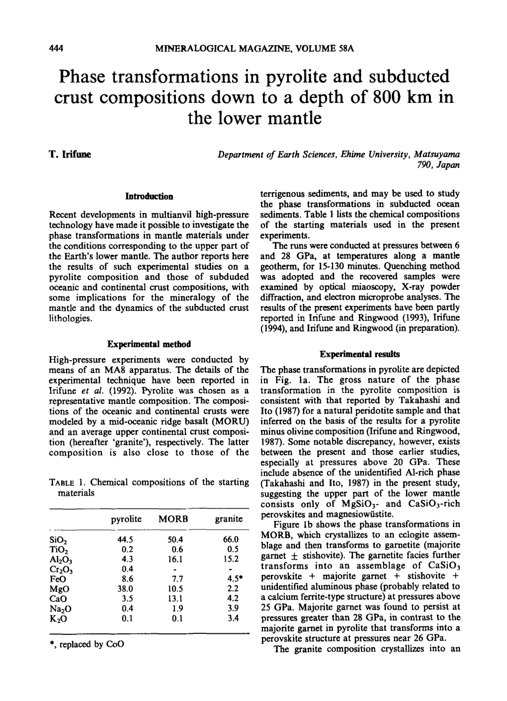 Phase Transformations in Pyrolite and Subducted Crust Compositions Down to a Depth of 800 Km in the Lower Mantle