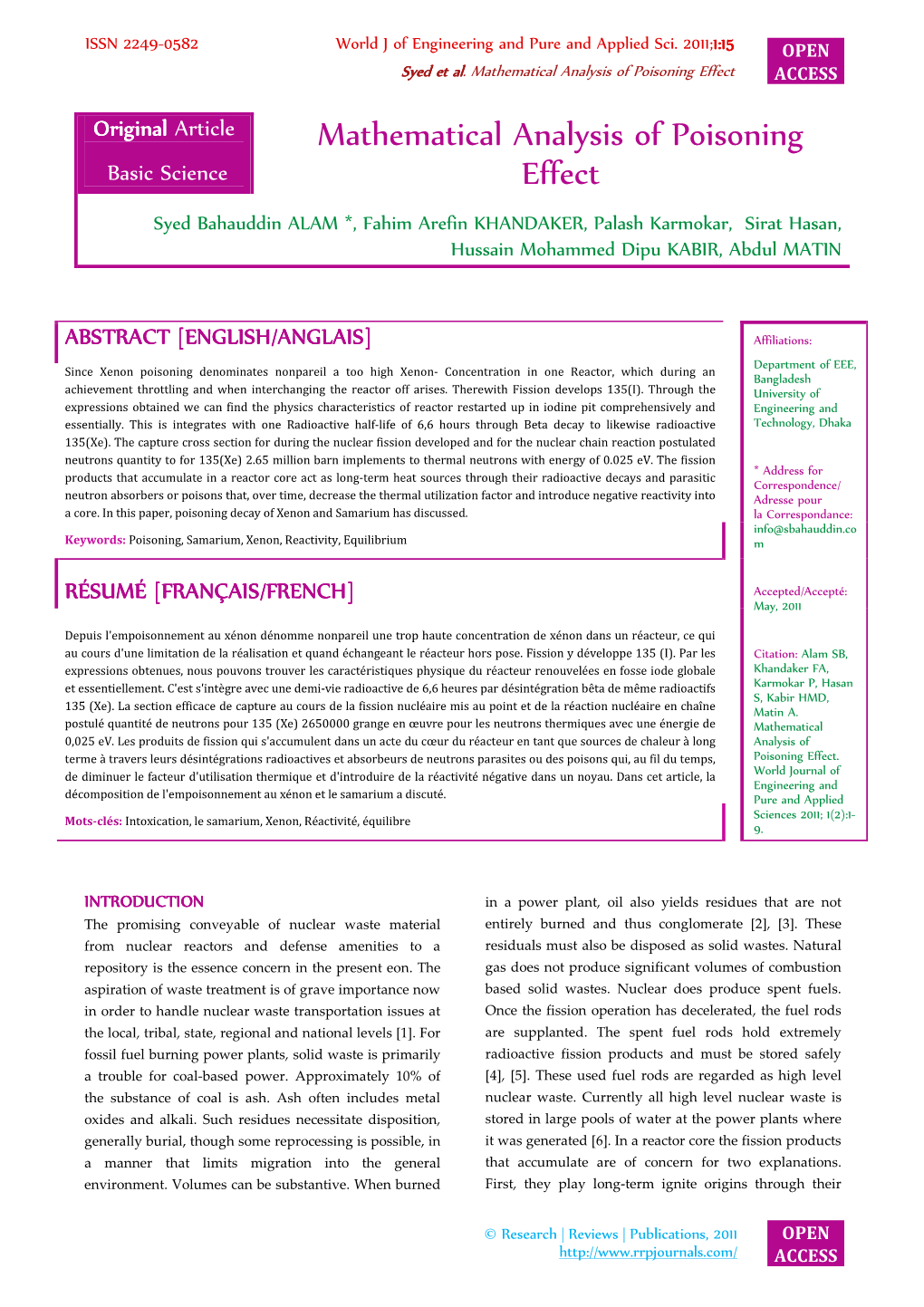 Mathematical Analysis of Poisoning Effect