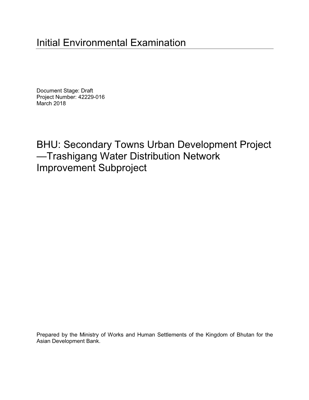 Secondary Towns Urban Development Project: Trashigang