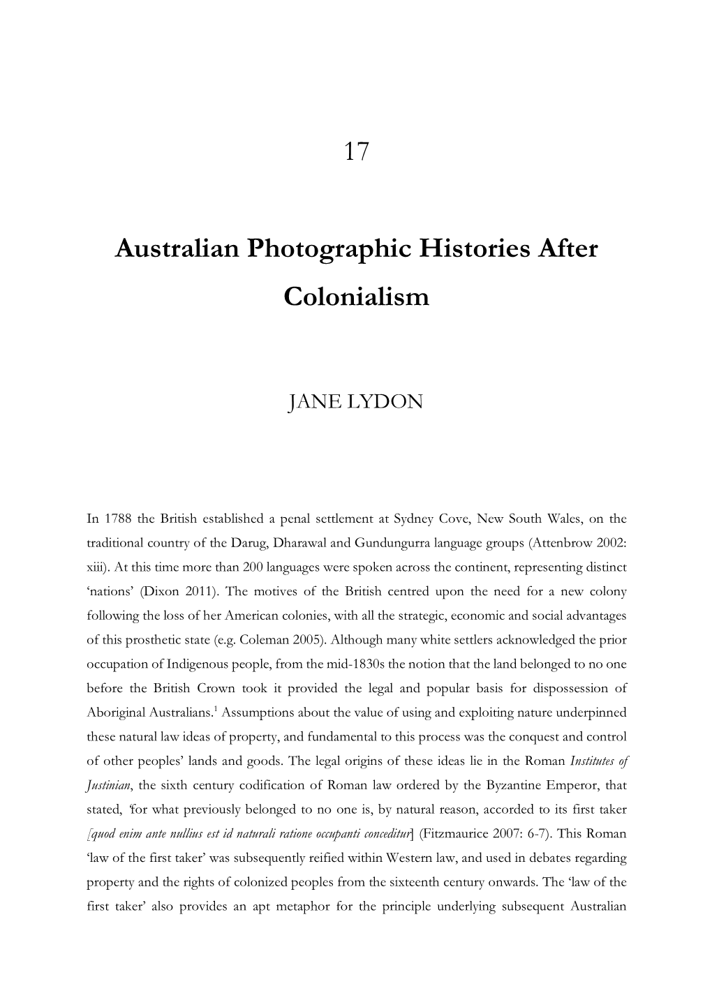 Lydon , J., 2020 Australian Photographic Histories After