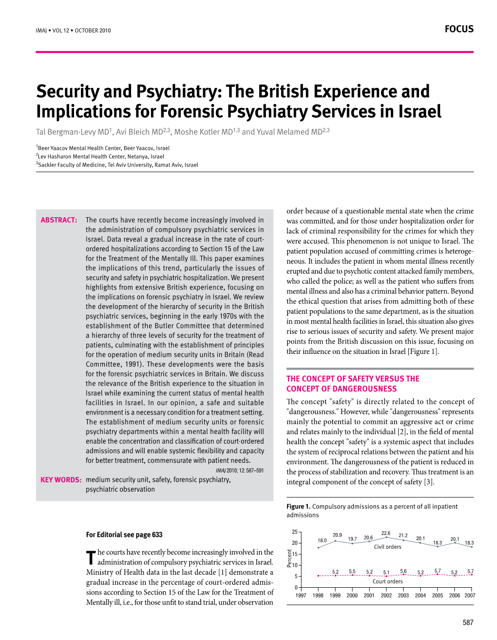 Security and Psychiatry: the British Experience and Implications for Forensic Psychiatry Services in Israel