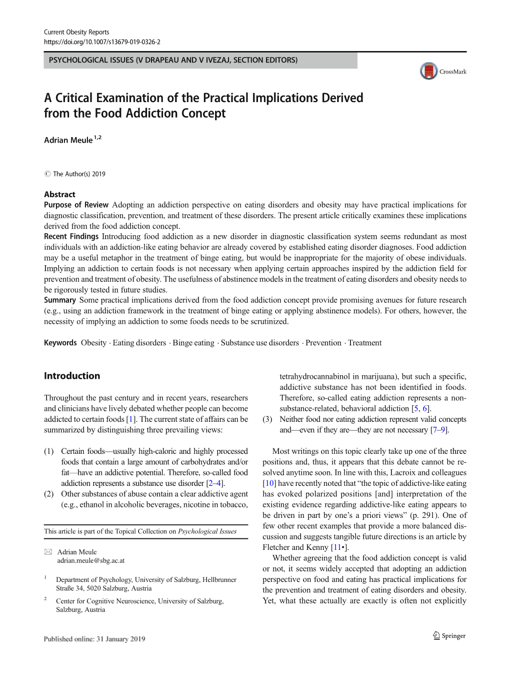 A Critical Examination of the Practical Implications Derived from the Food Addiction Concept