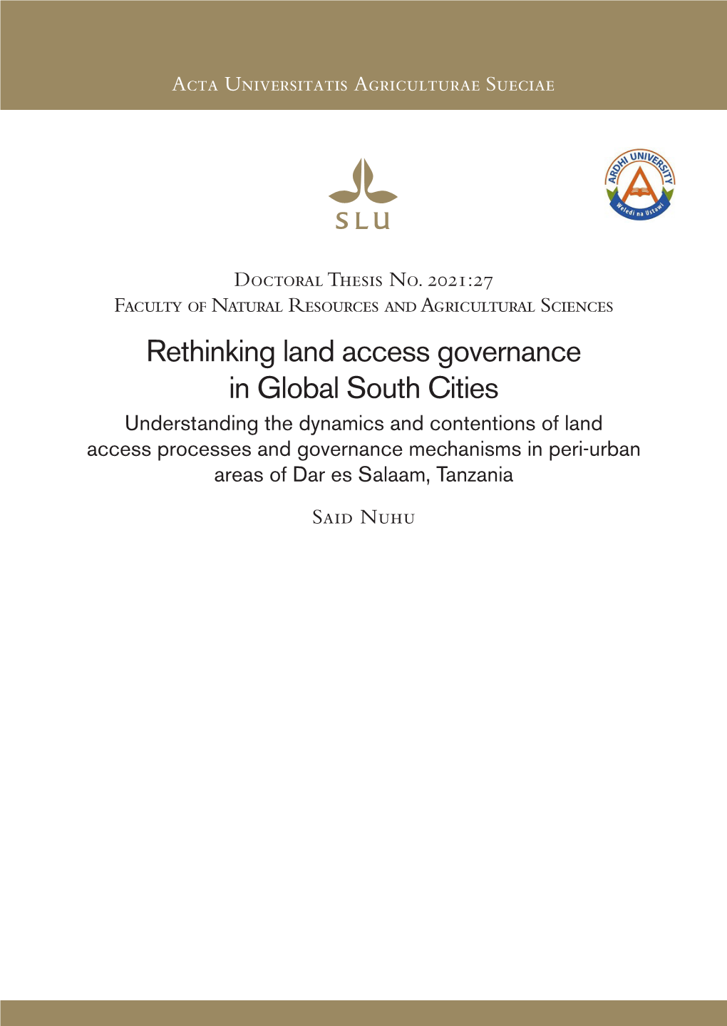 Rethinking Land Access Governance in Global South Cities