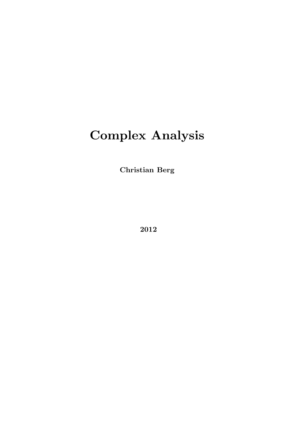 Complex Analysis