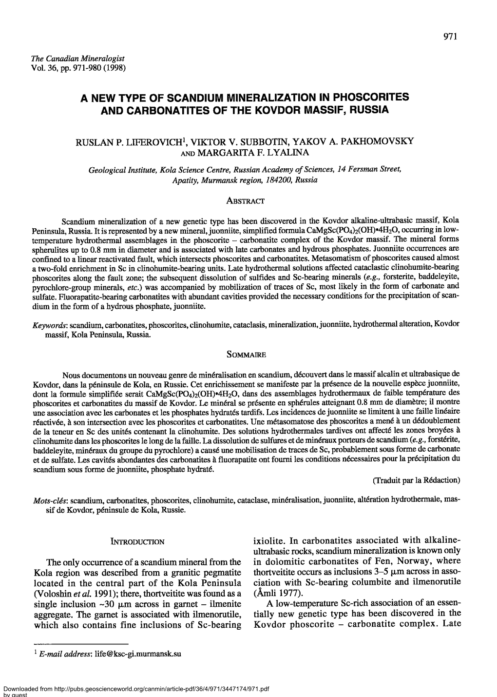 A New Type of Scandium Mineralization In