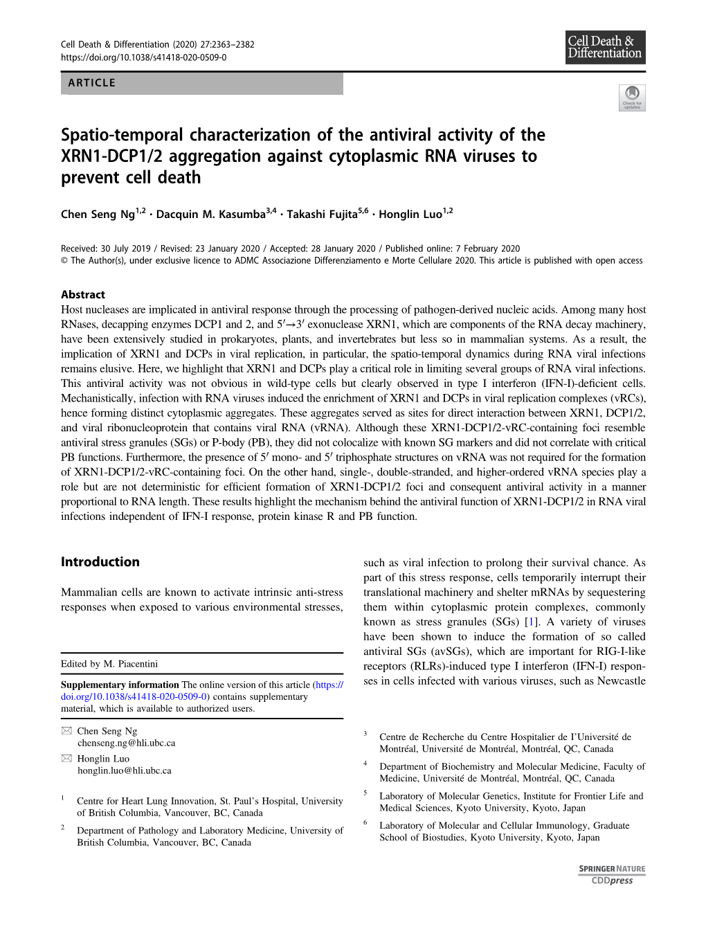 Spatio-Temporal Characterization of the Antiviral Activity of the XRN1-DCP1/2 Aggregation Against Cytoplasmic RNA Viruses to Prevent Cell Death