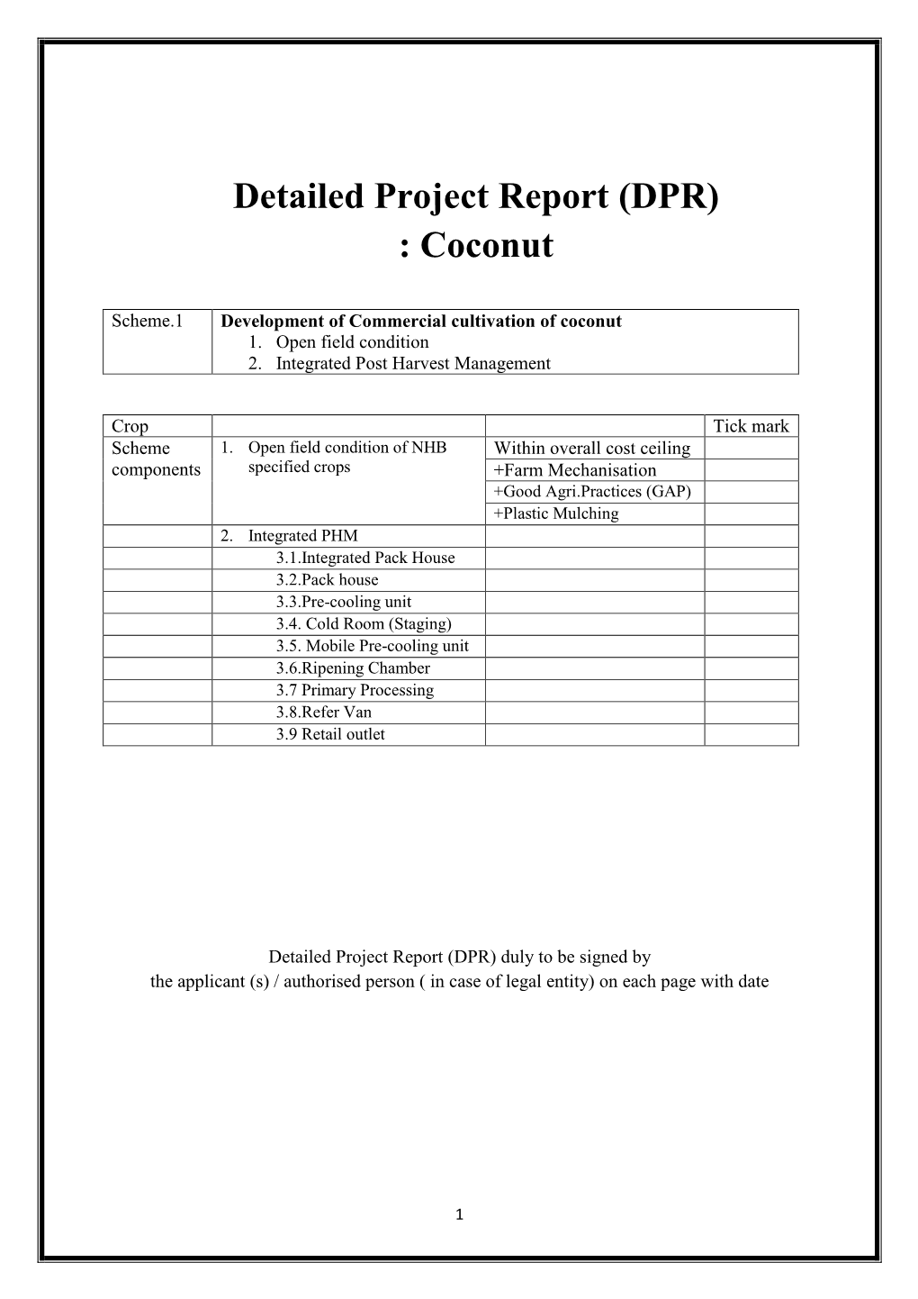 Detailed Project Report (DPR) : Coconut