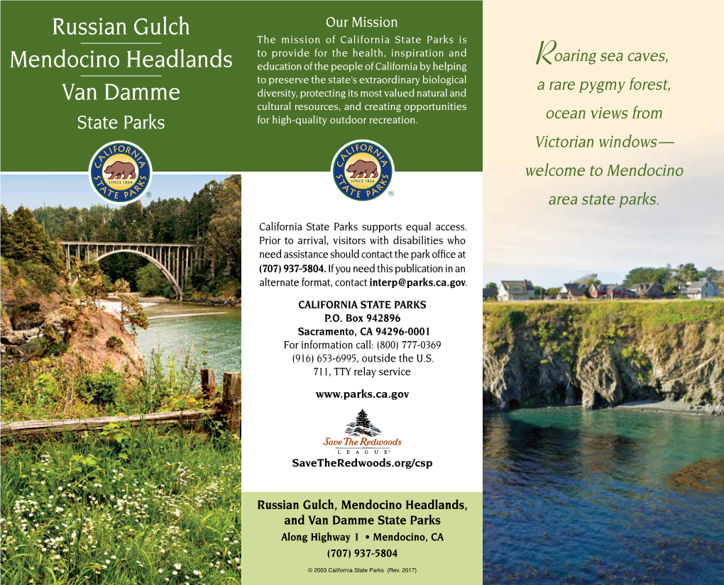 Russian Gulch Mendocino Headlands Van Damme
