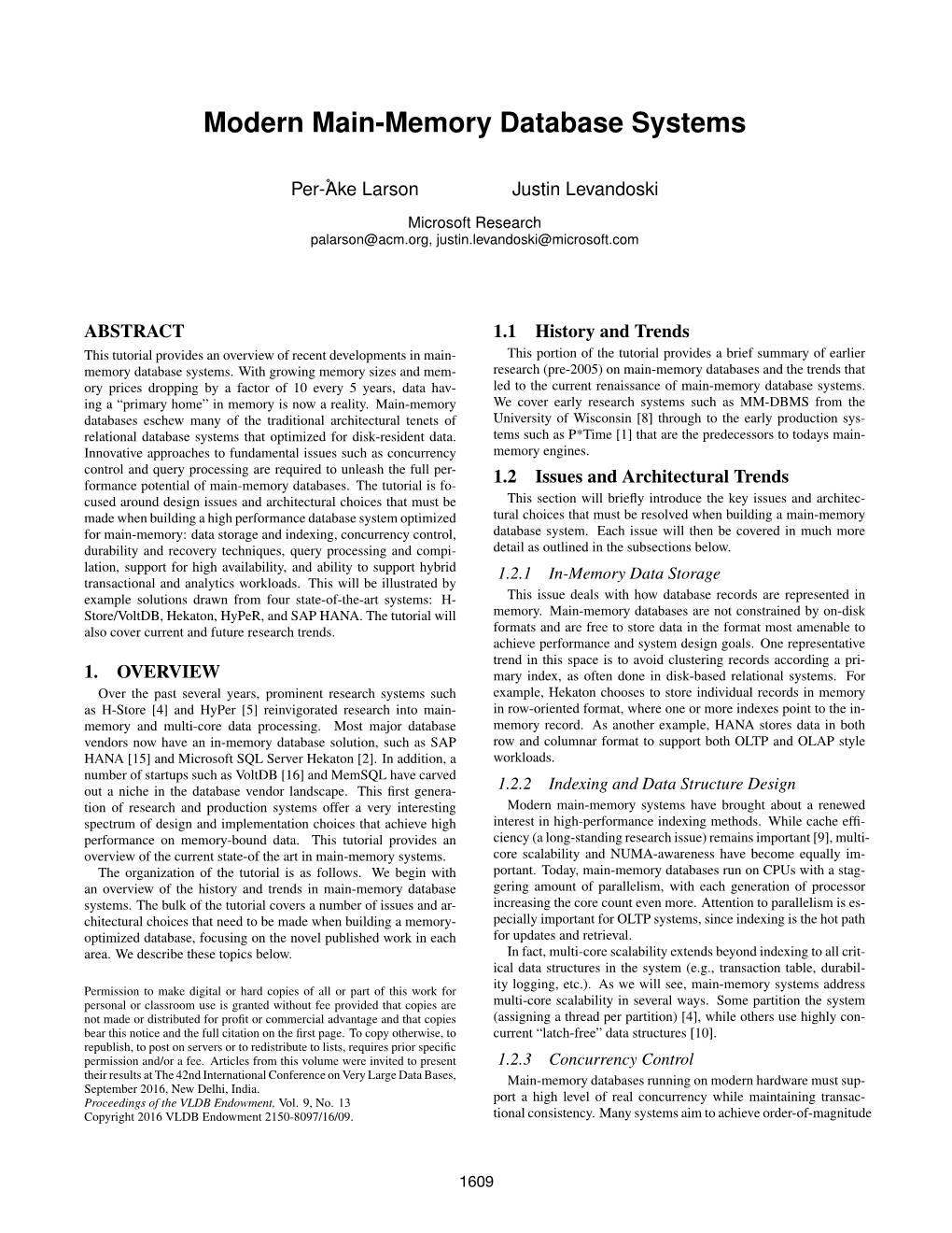 Modern Main-Memory Database Systems