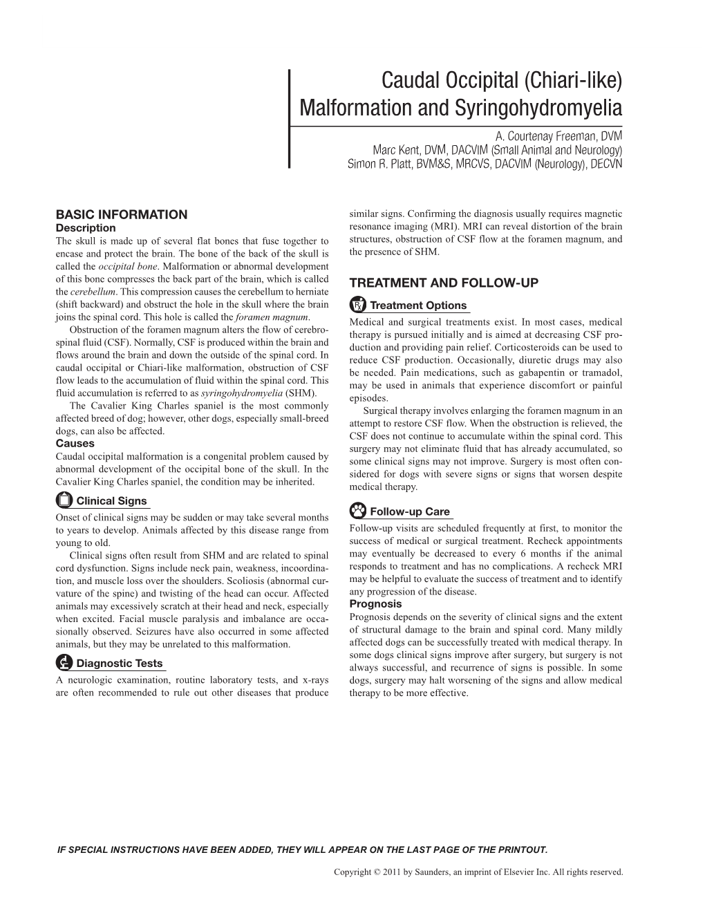 Caudal Occipital (Chiari-Like) Malformation and Syringohydromyelia A