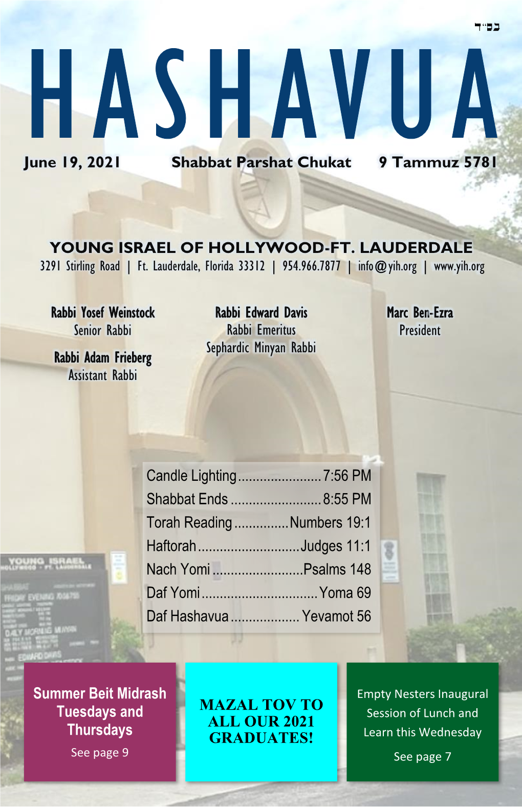 YOUNG ISRAEL of HOLLYWOOD-FT. LAUDERDALE 3291 Stirling Road | Ft