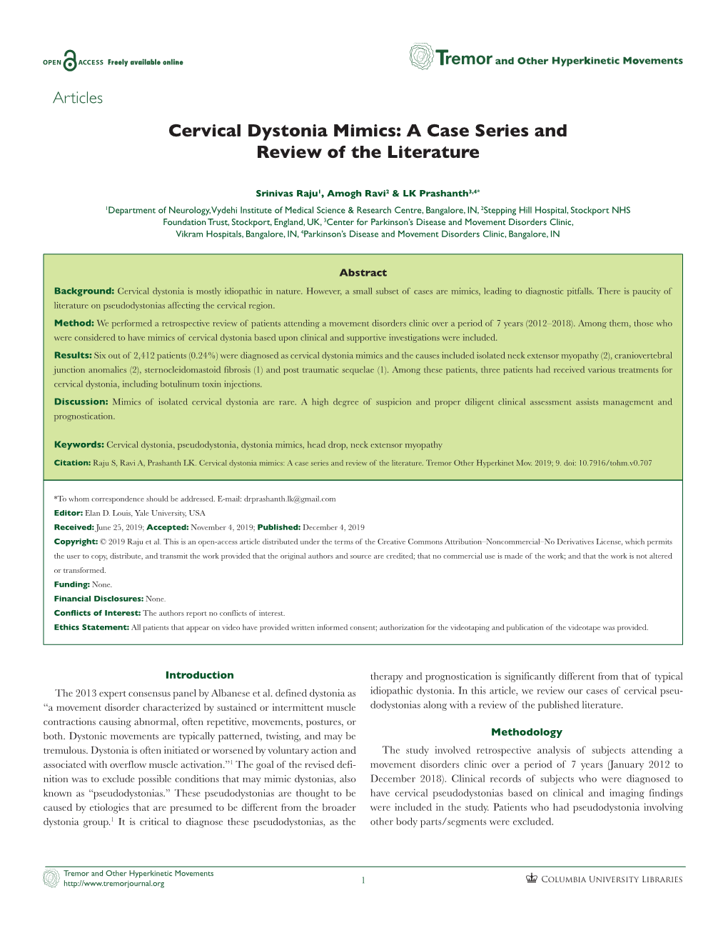 Cervical Dystonia Mimics: a Case Series and Review of the Literature