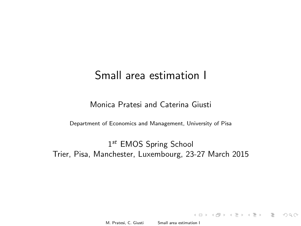 Small Area Estimation I