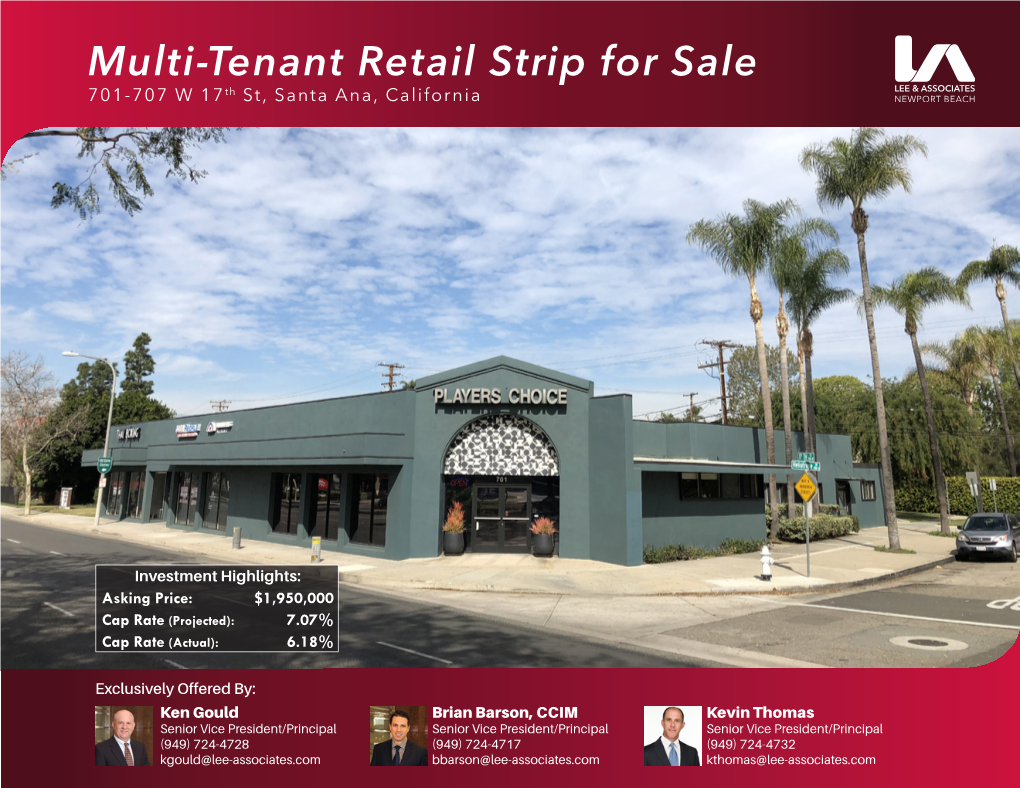 Multi-Tenant Retail Strip for Sale 701-707 W 17Th St, Santa Ana, California