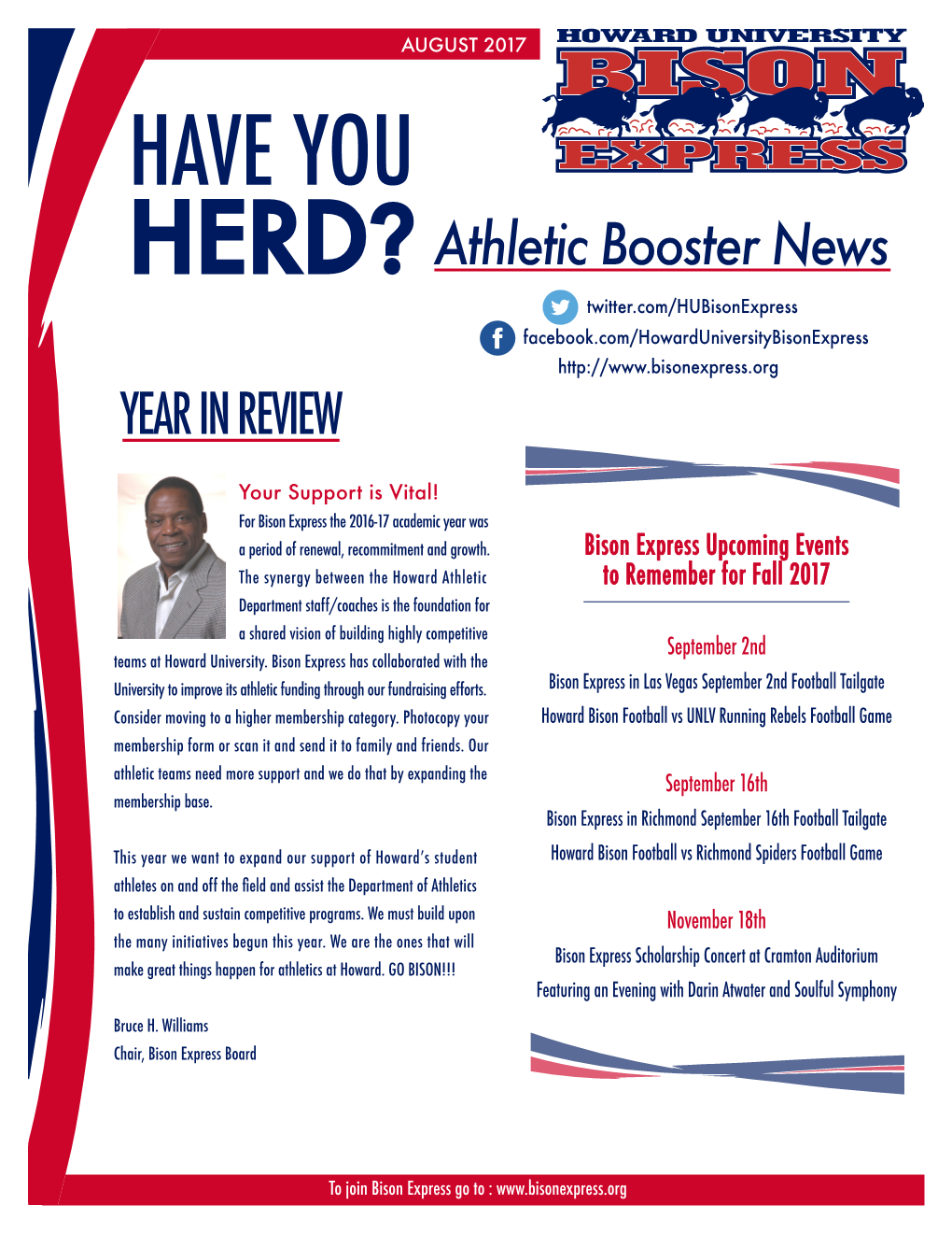 HAVE YOU HERD? Athletic Booster News Twitter.Com/Hubisonexpress Facebook.Com/Howarduniversitybisonexpress YEAR in REVIEW