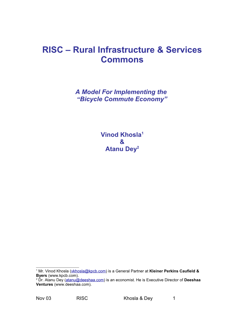 RISC Rural Infrastructure & Services Commons