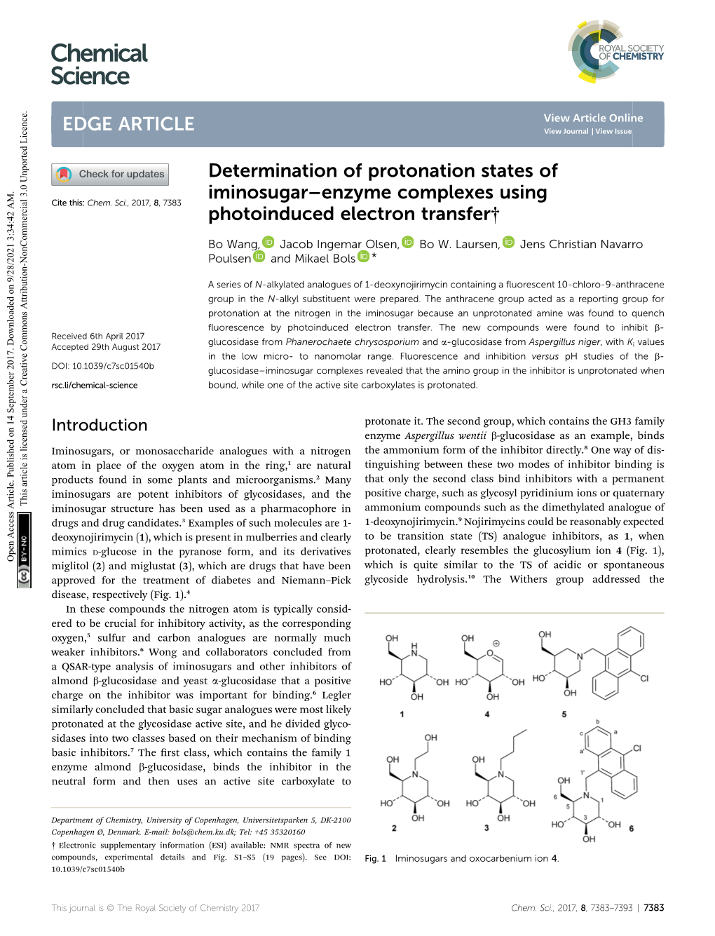 Determination of Protonation States of Iminosugar–Enzyme Complexes Using Cite This: Chem