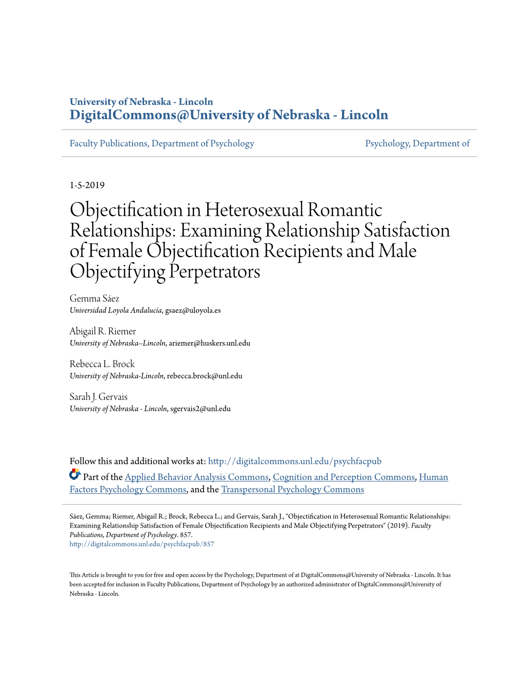 Objectification in Heterosexual Romantic Relationships