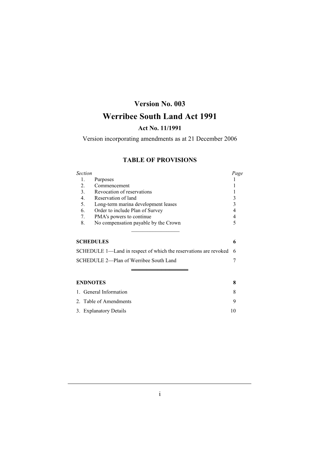 Werribee South Land Act 1991