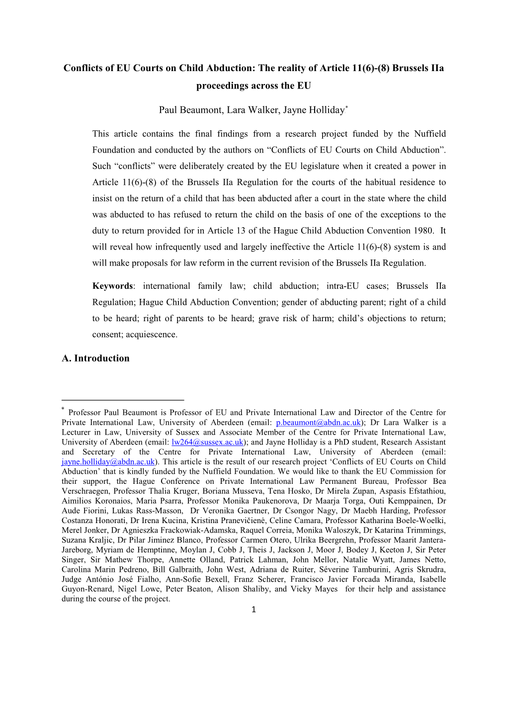 Conflicts of EU Courts on Child Abduction: the Reality of Article 11(6)-(8) Brussels Iia Proceedings Across the EU