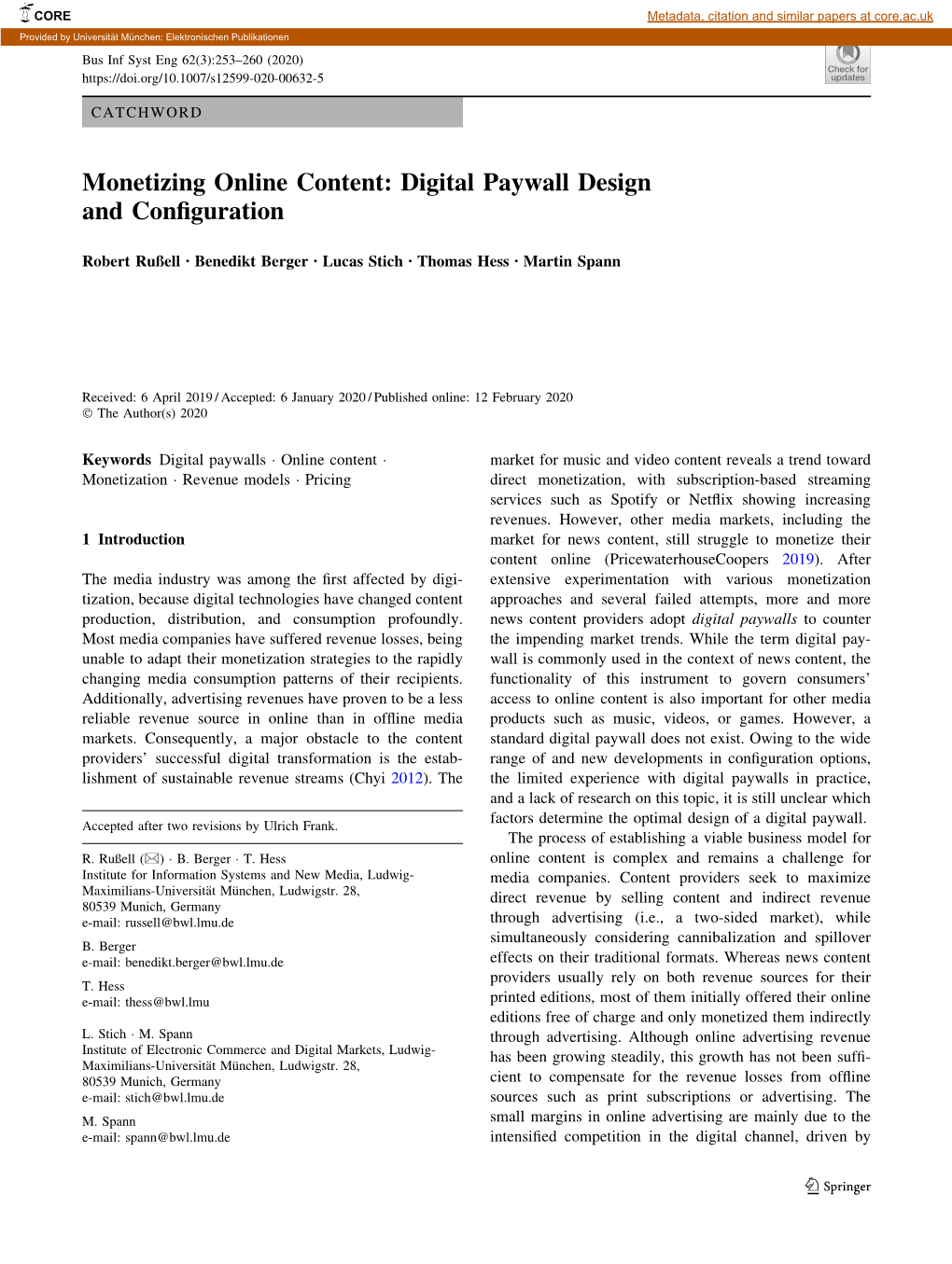 Monetizing Online Content: Digital Paywall Design and Configuration