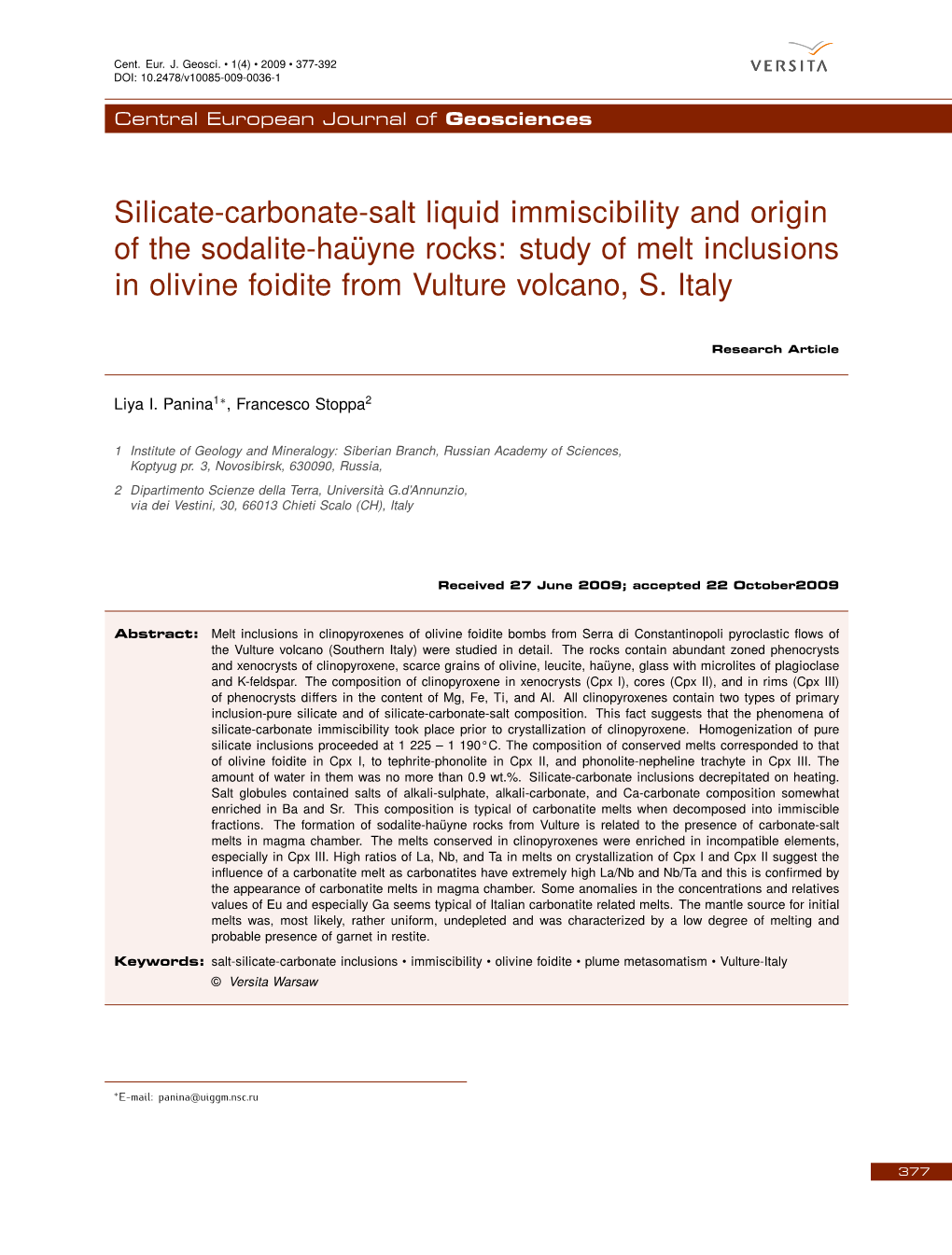 Silicate-Carbonate-Salt Liquid Immiscibility and Origin of the Sodalite-Ha&#X00fc