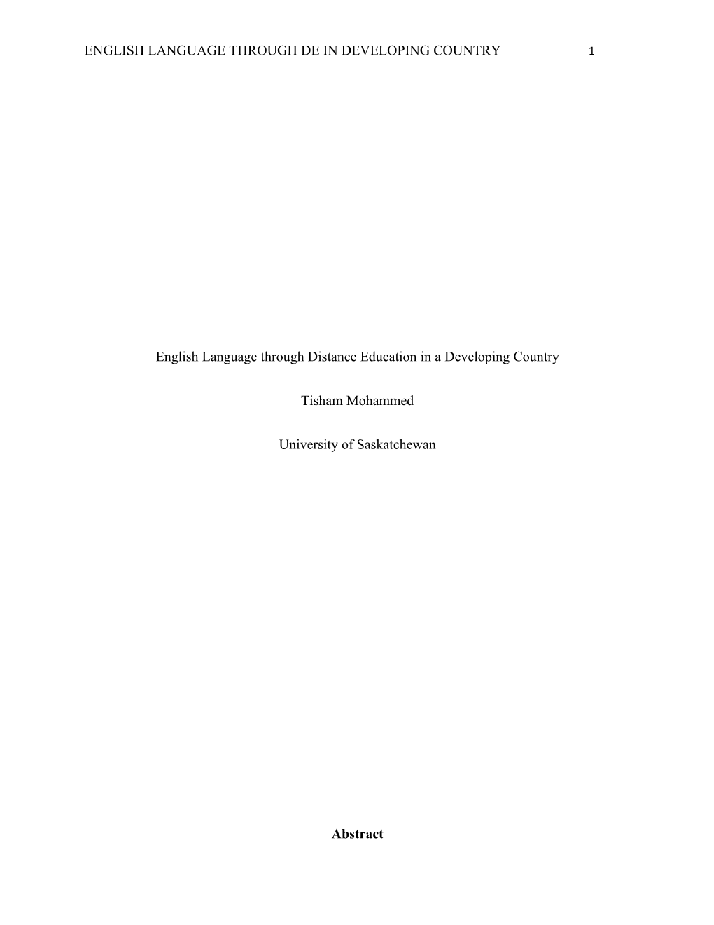 English Language Through De in Developing Country 1