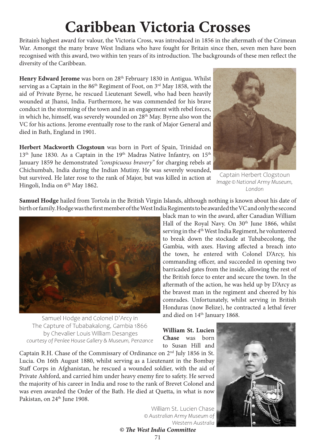 Caribbean Victoria Crosses Britain’S Highest Award for Valour, the Victoria Cross, Was Introduced in 1856 in the Aftermath of the Crimean War