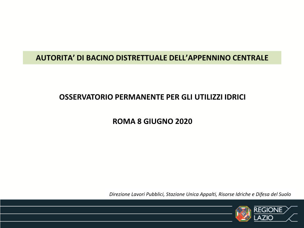 Stato Della Risorsa Idrica a Maggio 2020