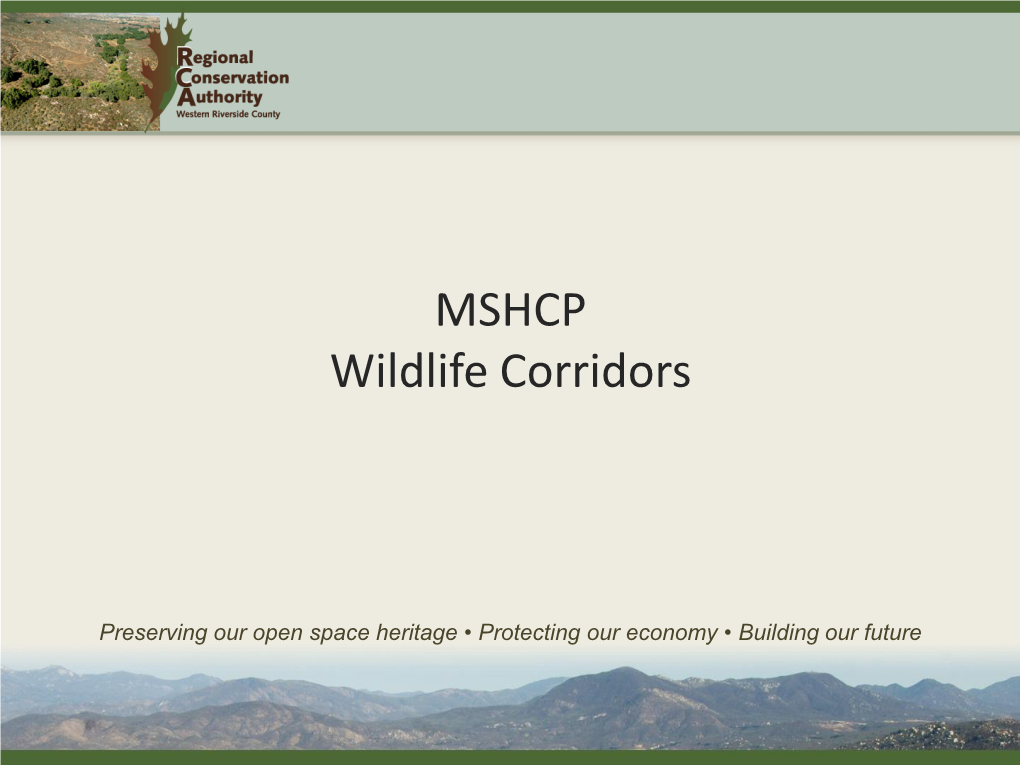 MSHCP Wildlife Corridors