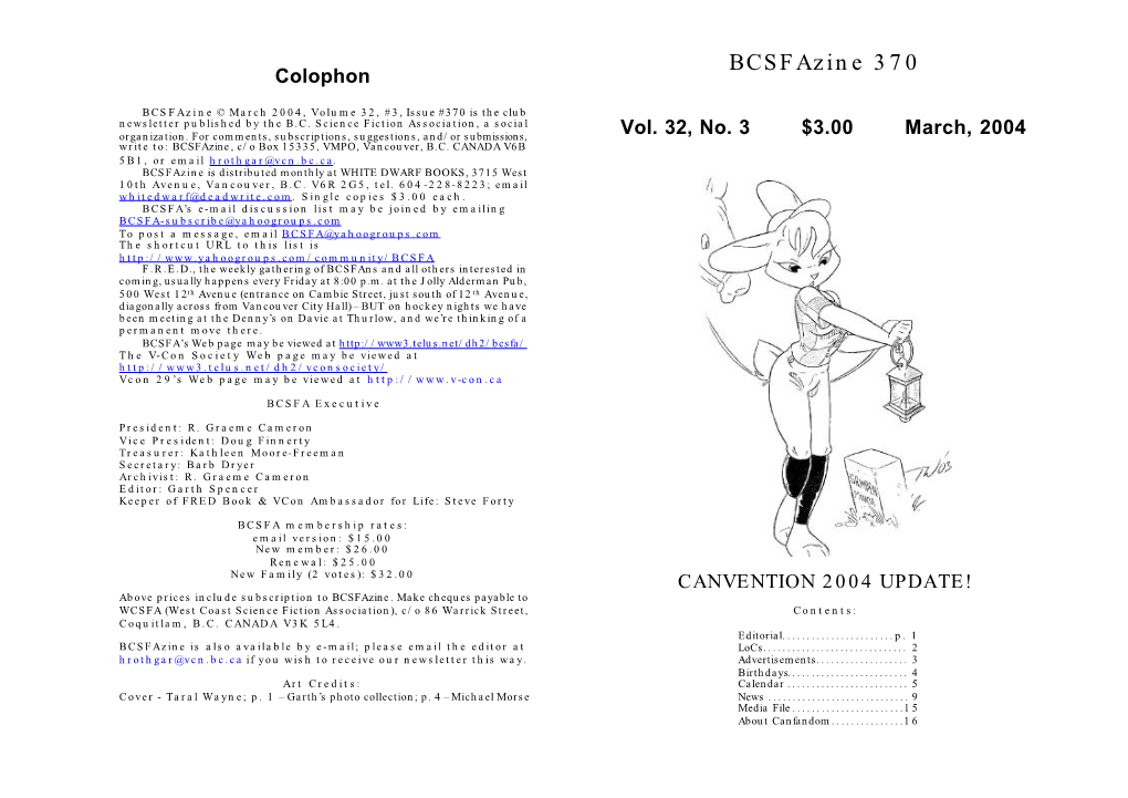 Bcsfazine 370 Colophon