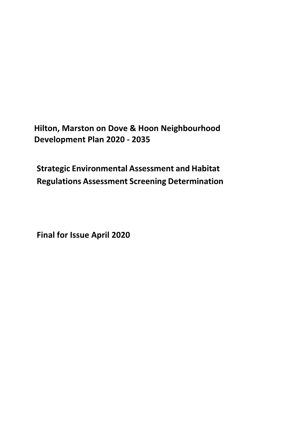 Hilton, Marston on Dove & Hoon Neighbourhood Development Plan 2020