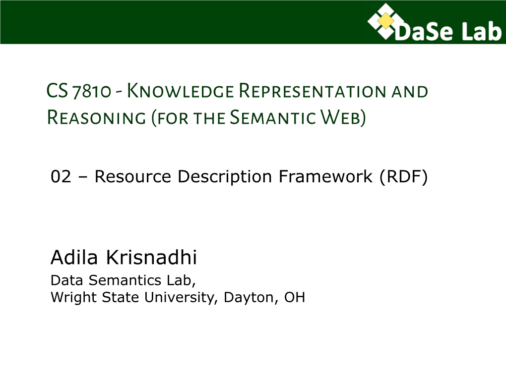 02 – Resource Description Framework (RDF)