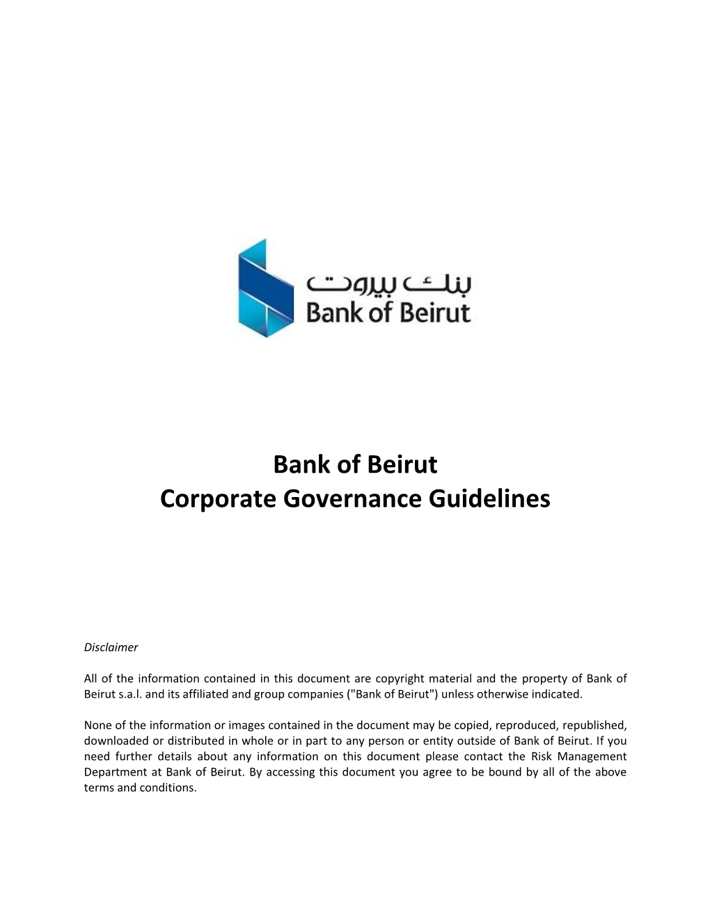 Bank of Beirut Corporate Governance Guidelines