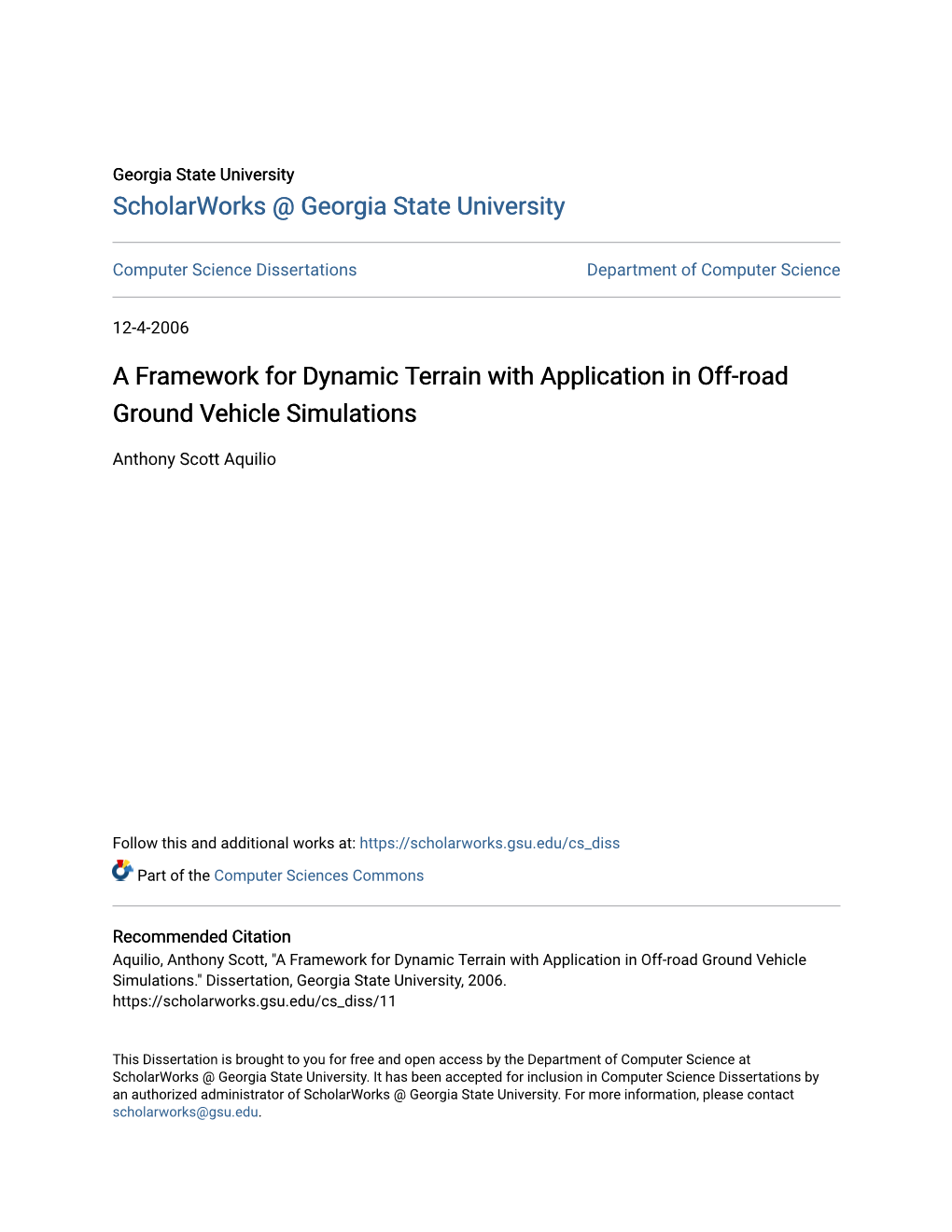 A Framework for Dynamic Terrain with Application in Off-Road Ground Vehicle Simulations