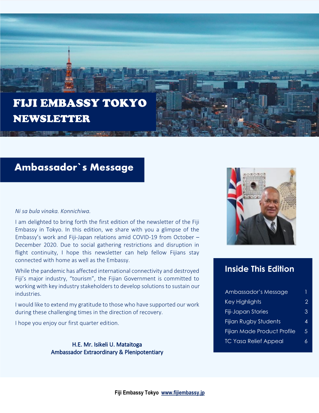 Fiji Embassy Tokyo Newsletter