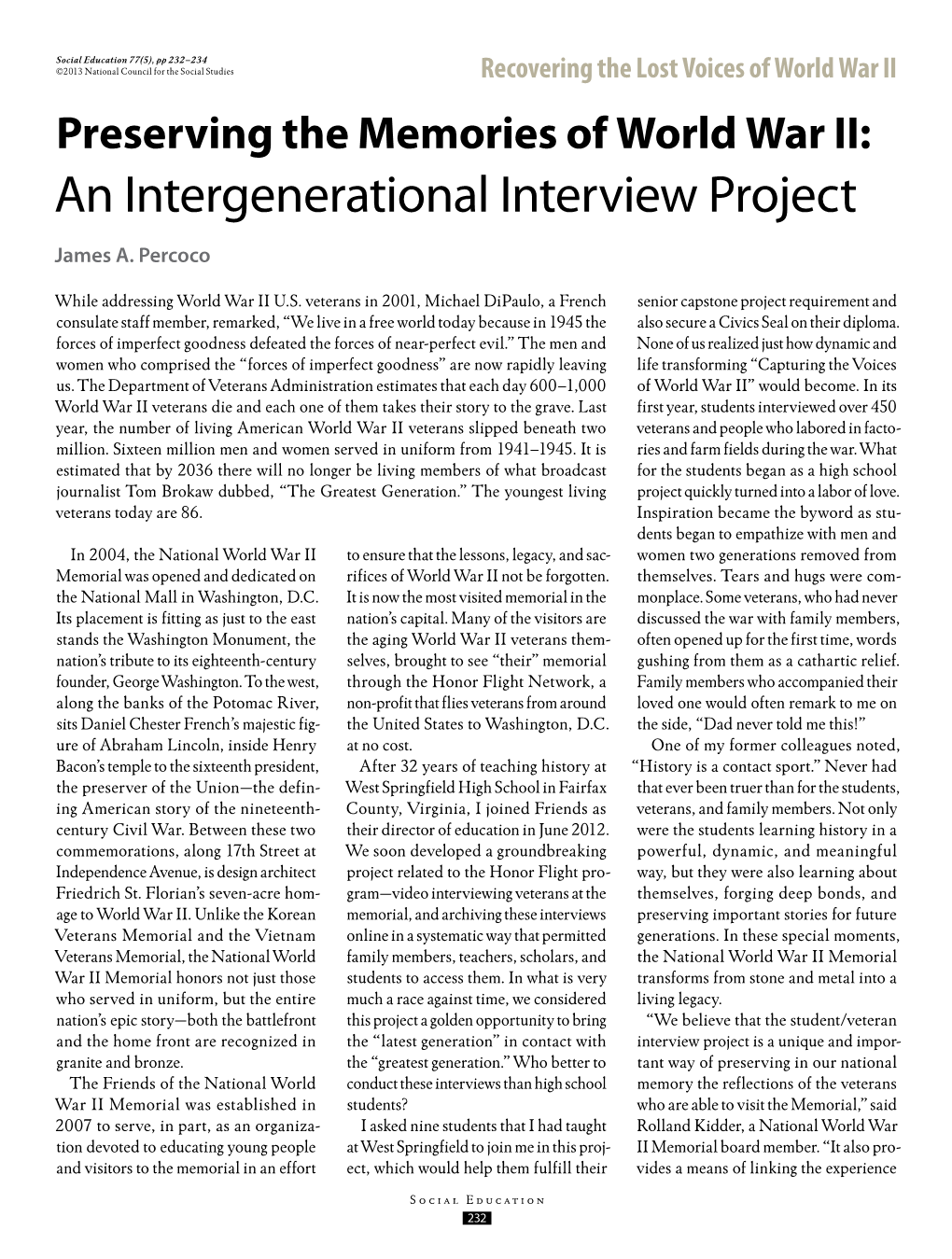 An Intergenerational Interview Project