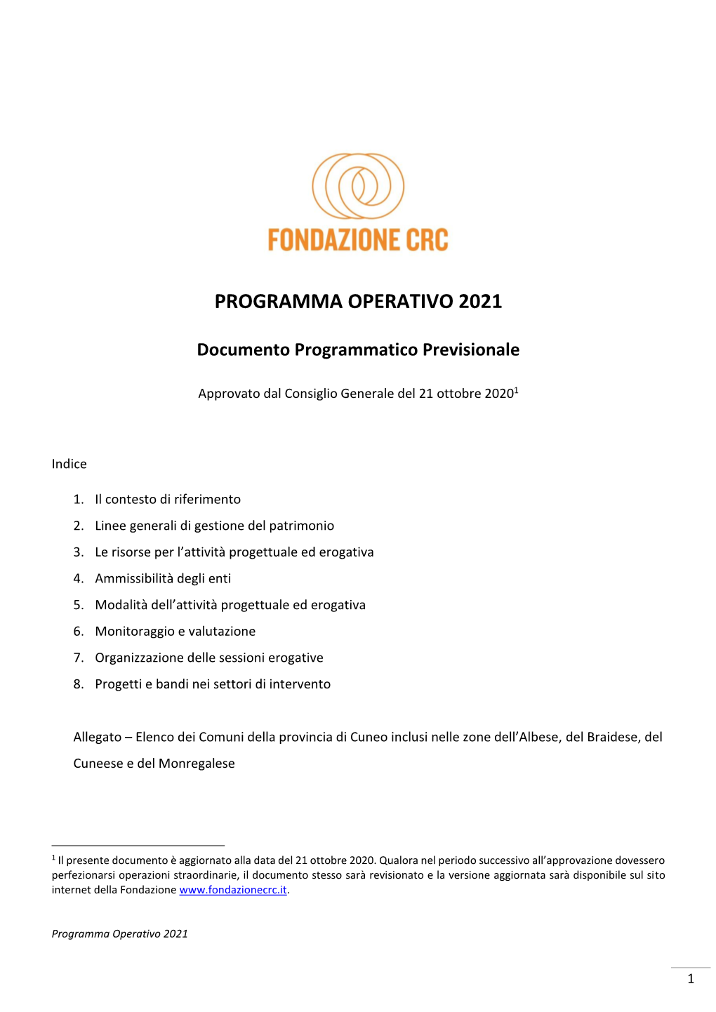 Programma Operativo 2021
