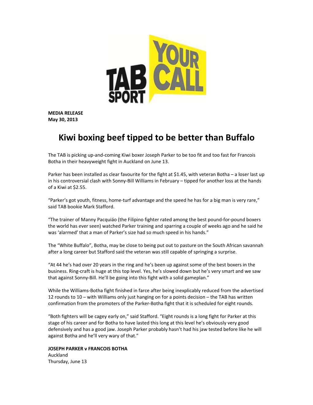 Kiwi Boxing Beef Tipped to Be Better Than Buffalo