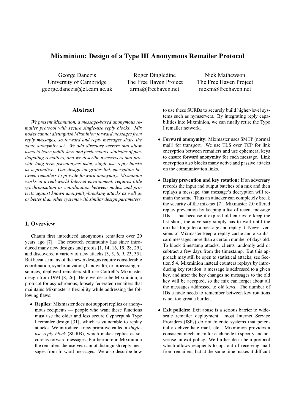 Design of a Type III Anonymous Remailer Protocol