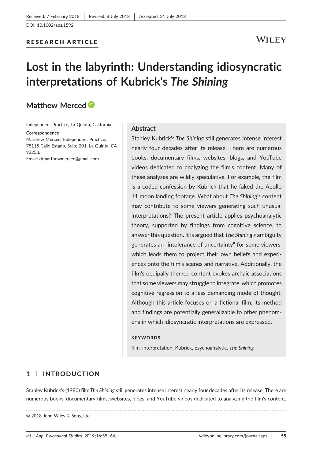 Understanding Idiosyncratic Interpretations of Kubrick's the Shining