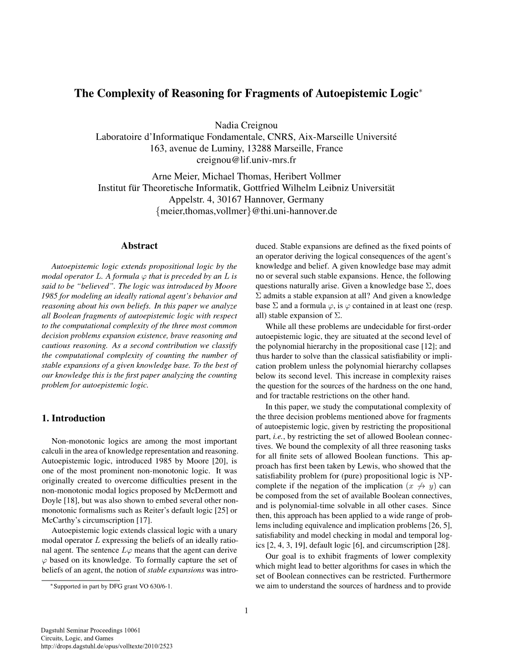 The Complexity of Reasoning for Fragments of Autoepistemic Logic∗