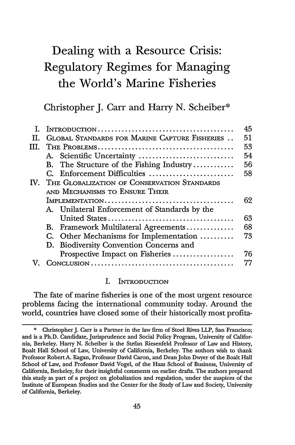 Regulatory Regimes for Managing the World's Marine Fisheries