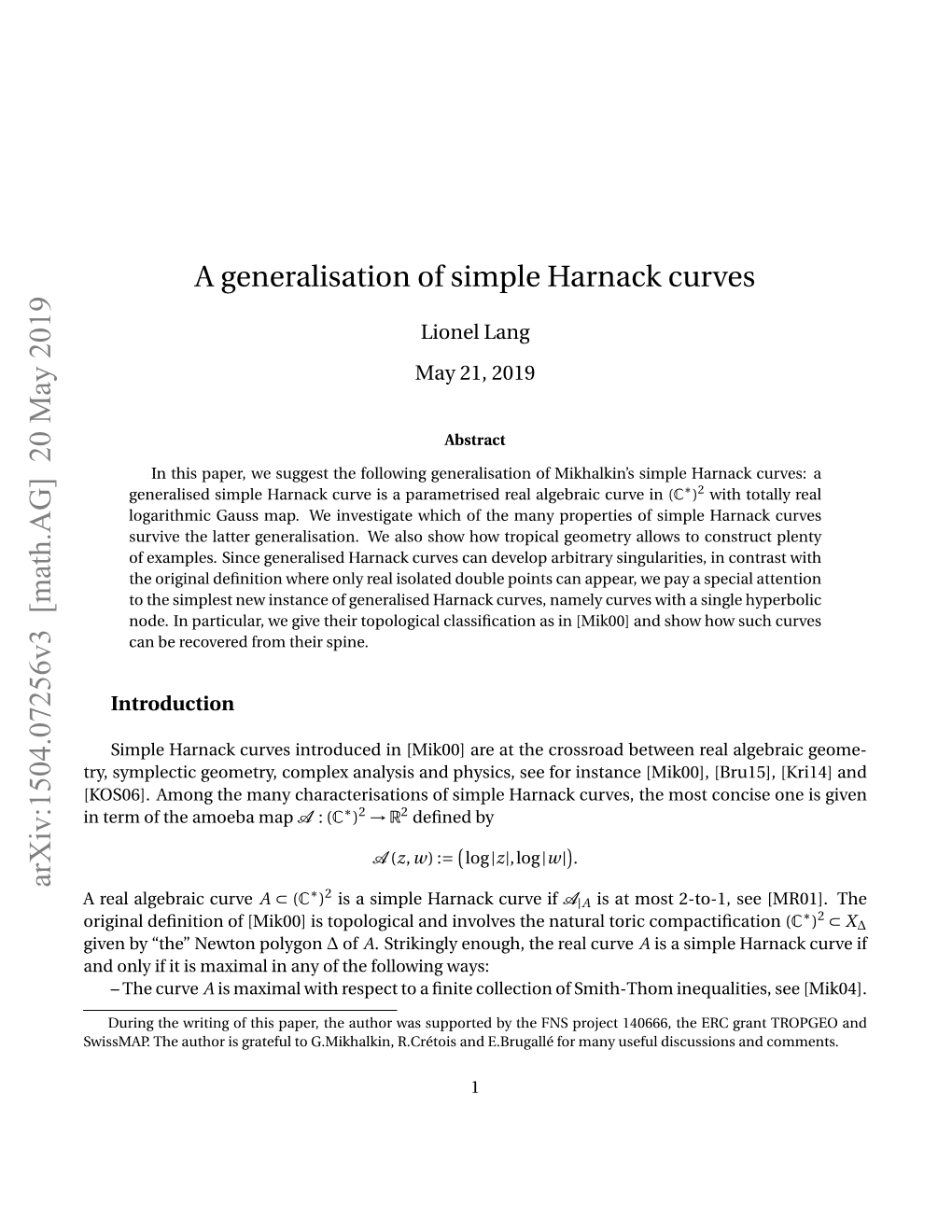 A Generalisation of Simple Harnack Curves