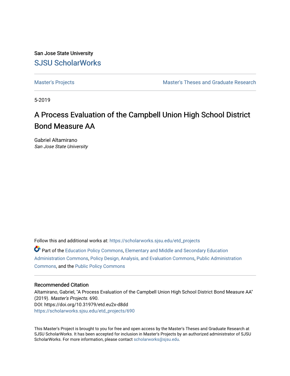 A Process Evaluation of the Campbell Union High School District Bond Measure AA